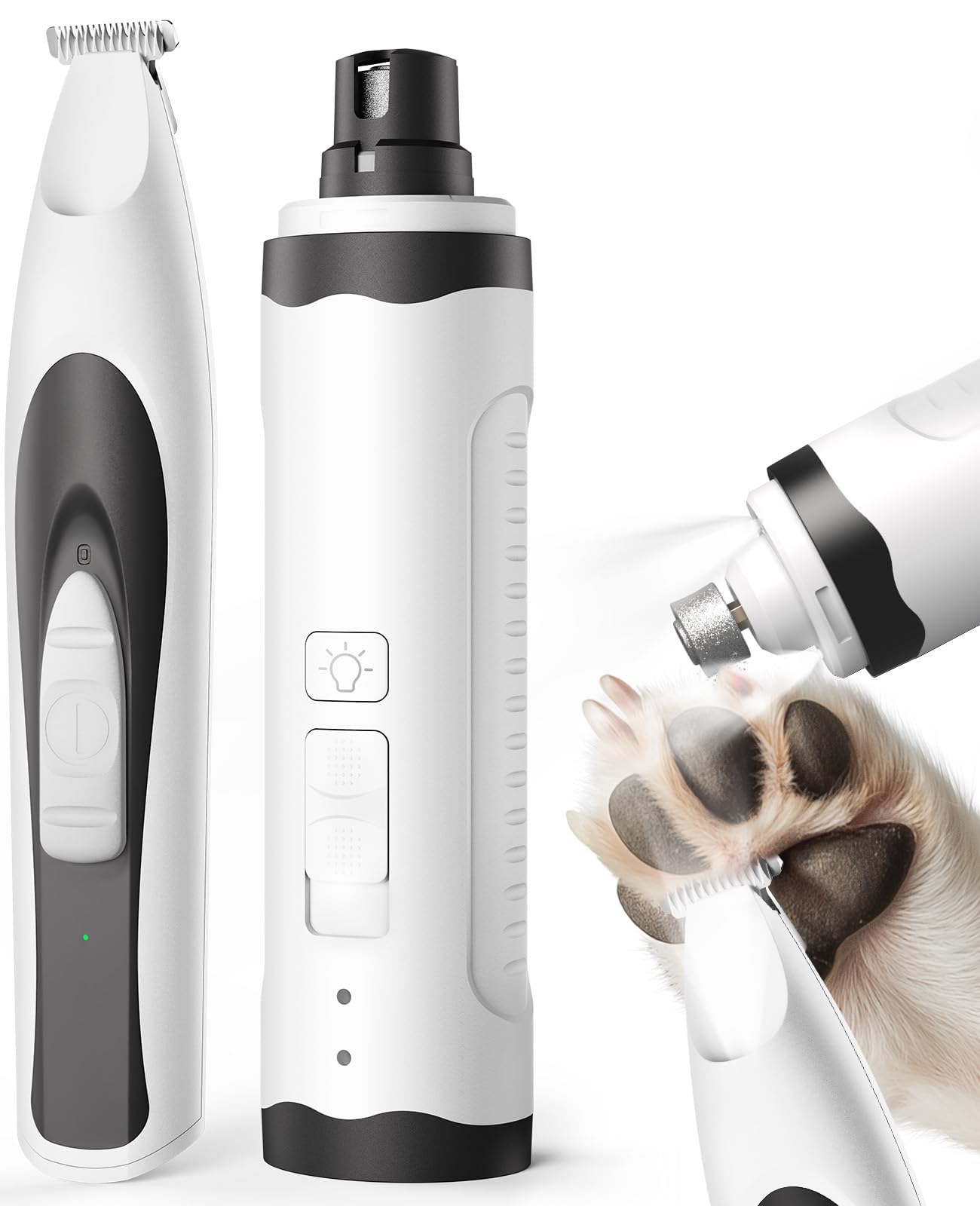 oneisall 2 in 1 Dog Nail Grinder & Paw Trimmer Kit, 2 LED Lights