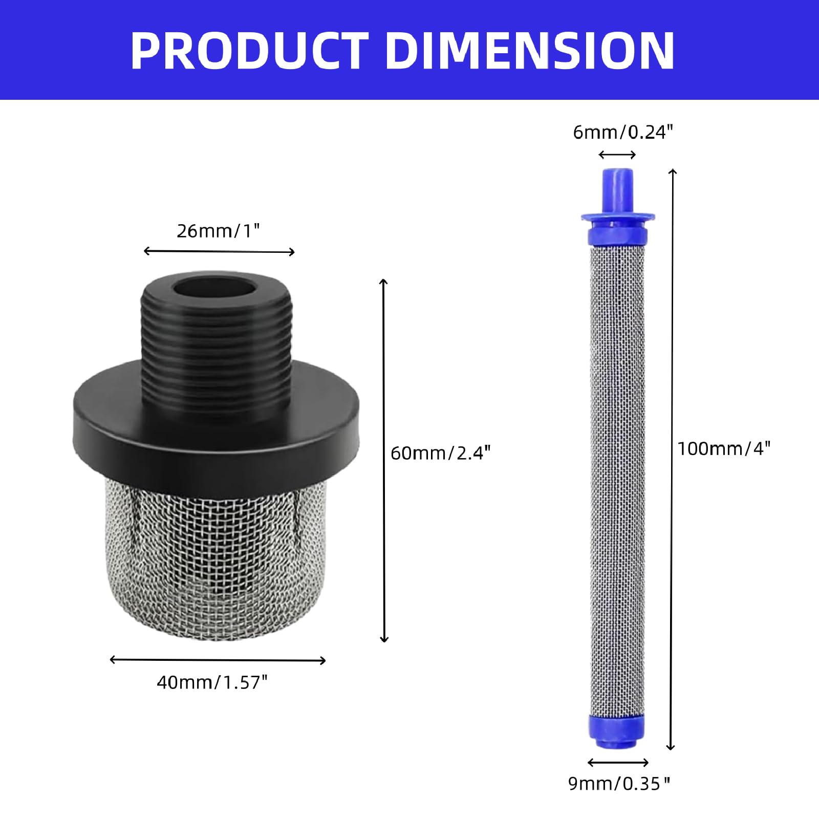 HSKLAADC (8pc) 288749 Spray Gun Filters and (2pc) 288716 Inlet Suction Strainer，fits for Graco SG10, SG20, SG Pro Series Airless Paint Spray Sprayer Replacement Parts