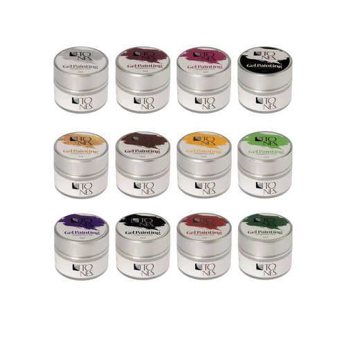 TONES 12 Colors Nail Gel Painting Kit, Gel Polish for Nail Art Design & Nail Salon, Gel Polish Nail Art for Salon Home DIY Manicure, UV/LED Curing Required (5 mL / 0.17 fl oz x 12)