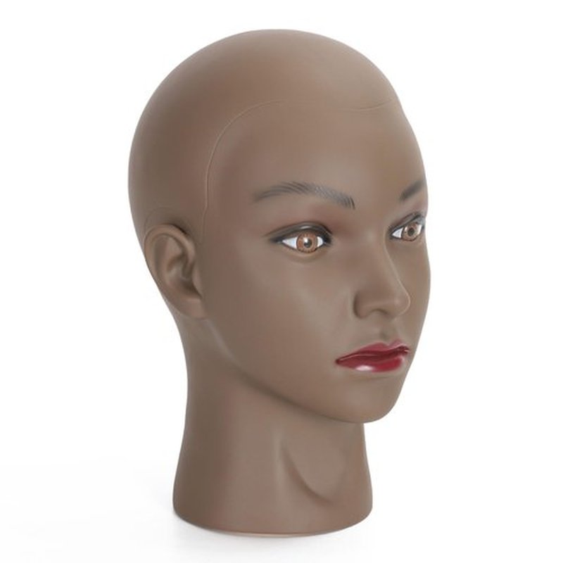 TKIMHEQ Bald Female Mannequin Head Makeup Training Head Wig Head Professional Cosmetology for Wig Making and Display Hat Helmet Glasses Display Head Model with Free Clamp Stand