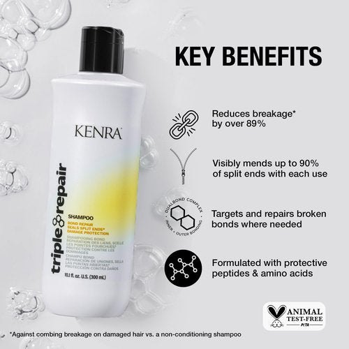 Kenra Triple Repair Conditioner - Strengthens & Restores Weak Bonds | Split Ends & Damaged Hair | Sulfate-Free