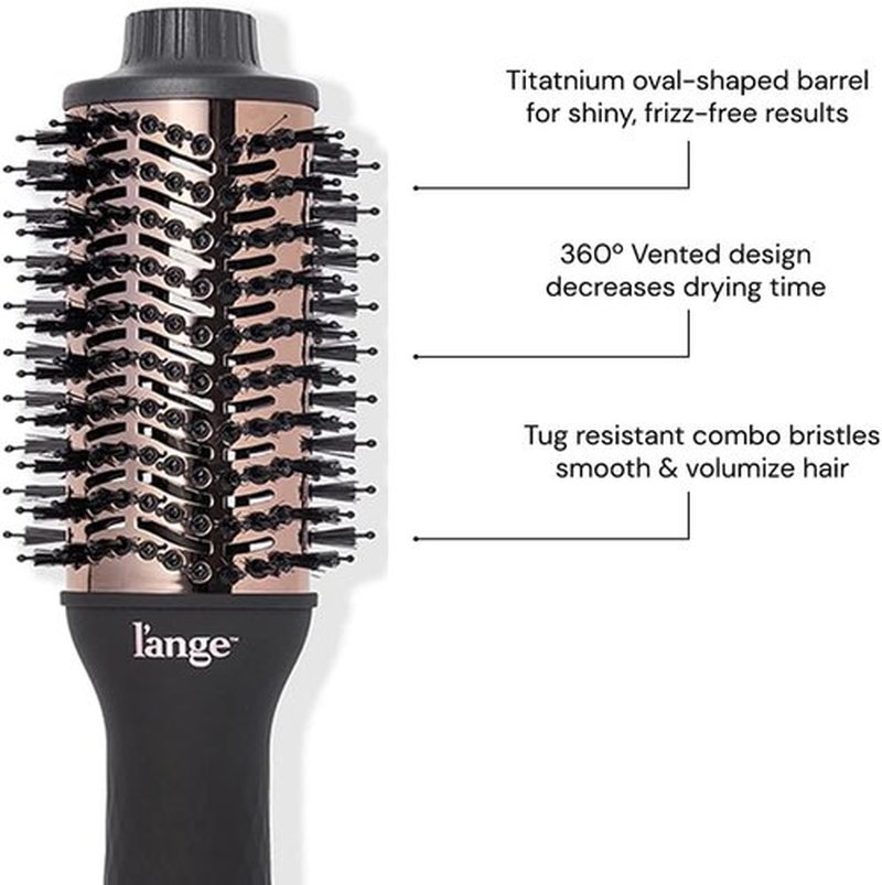 L'ANGE HAIR Le Volume 2-in-1 Titanium Blow Dryer Brush - Frizz Control & Volumizing Hot Air Styler | Black 60mm