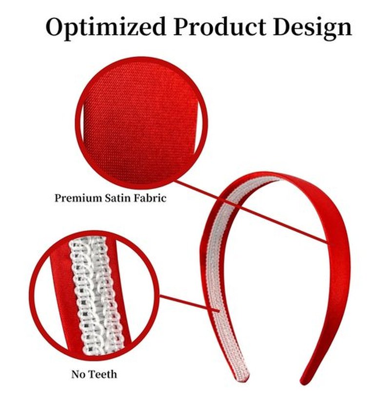 MDSTYLE Headband for Women and Girls - 1 inch Hairband - Hair Accessories, Hard Headbands, Satin Hairbands (Red, 1 inch)