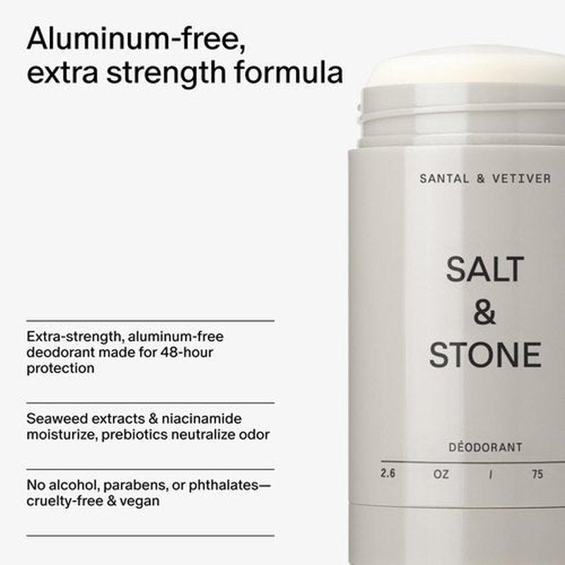 Salt & Stone Aluminum-Free Deodorant - Extra Strength 48-Hour Protection for Men & Women | Trio Set with Seaweed Extracts, Niacinamide & Prebiotics