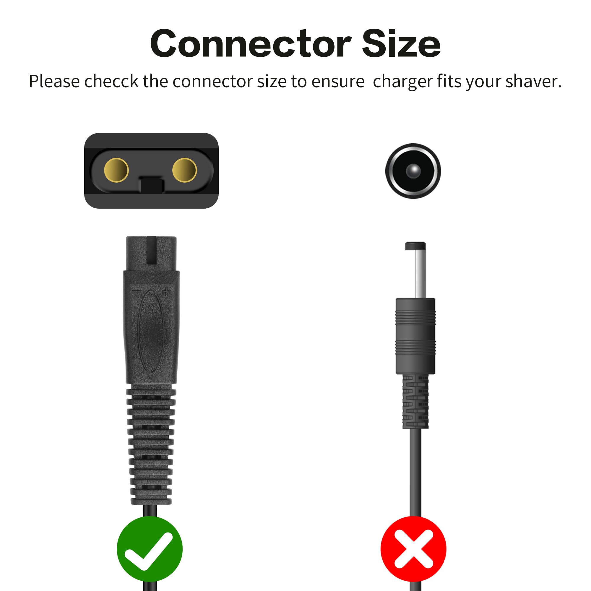 YAODHAOD 5V 1A Adapter for Andis Shaver Charger Power Cord, Replacement Charger Compatible with 17150 17165 TS-1 TS-2 Foil Shaver Charging Cord Adapter-5FT/1.5M
