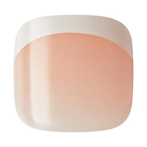 KISS imPRESS Pedicure French Tip Press On Toenails, 'Blanc Chic', White, Short Squoval, Pedicure Nail Kit Includes 24 Press On Toenails, Prep Pad, Mini Nail File, & Pedicure Stick