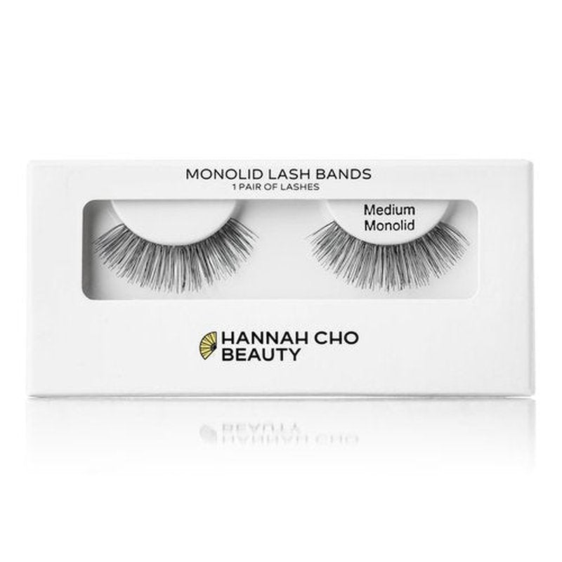 Natural False Lashes for Monolids - Medium Style - Real Hair, Handcrafted, Non-Synthetic - Lifts Heavy Lids - Easy Application - Hannah Cho Beauty