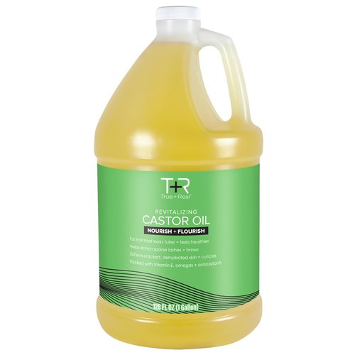 True+Real 100% Pure Castor Oil – Cold-pressed, Hexane Free, Unrefined, Premium USP Castor Oil, 1 Gallon