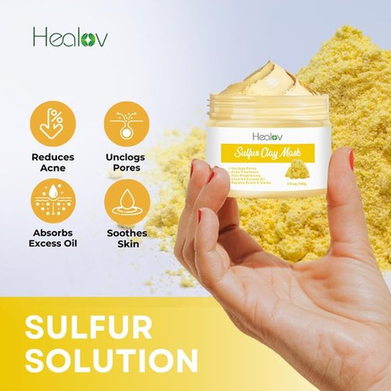 **Sulfur Face Mask - All-Natural Clay Treatment for Glowing Skin | Absorbs Oil & Unclogs Pores**