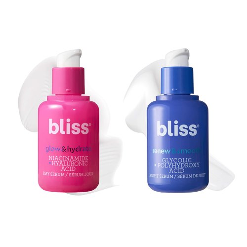 Bliss Brighten & Renew Serum Duo | Vitamin C & Glycolic Acid Serums | Anti-Aging and Brightening Face Serums Duo for Bright, Smooth & Firm Skin