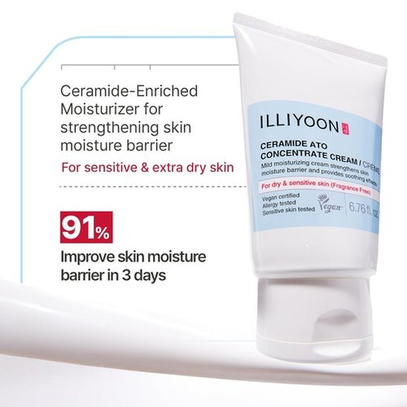 Illiyoon Ceramide Ato Concentrate Cream - Hydrating Moisturizer for Dry & Sensitive Skin | 100hr Lasting Hydration, 2.53 fl. oz.