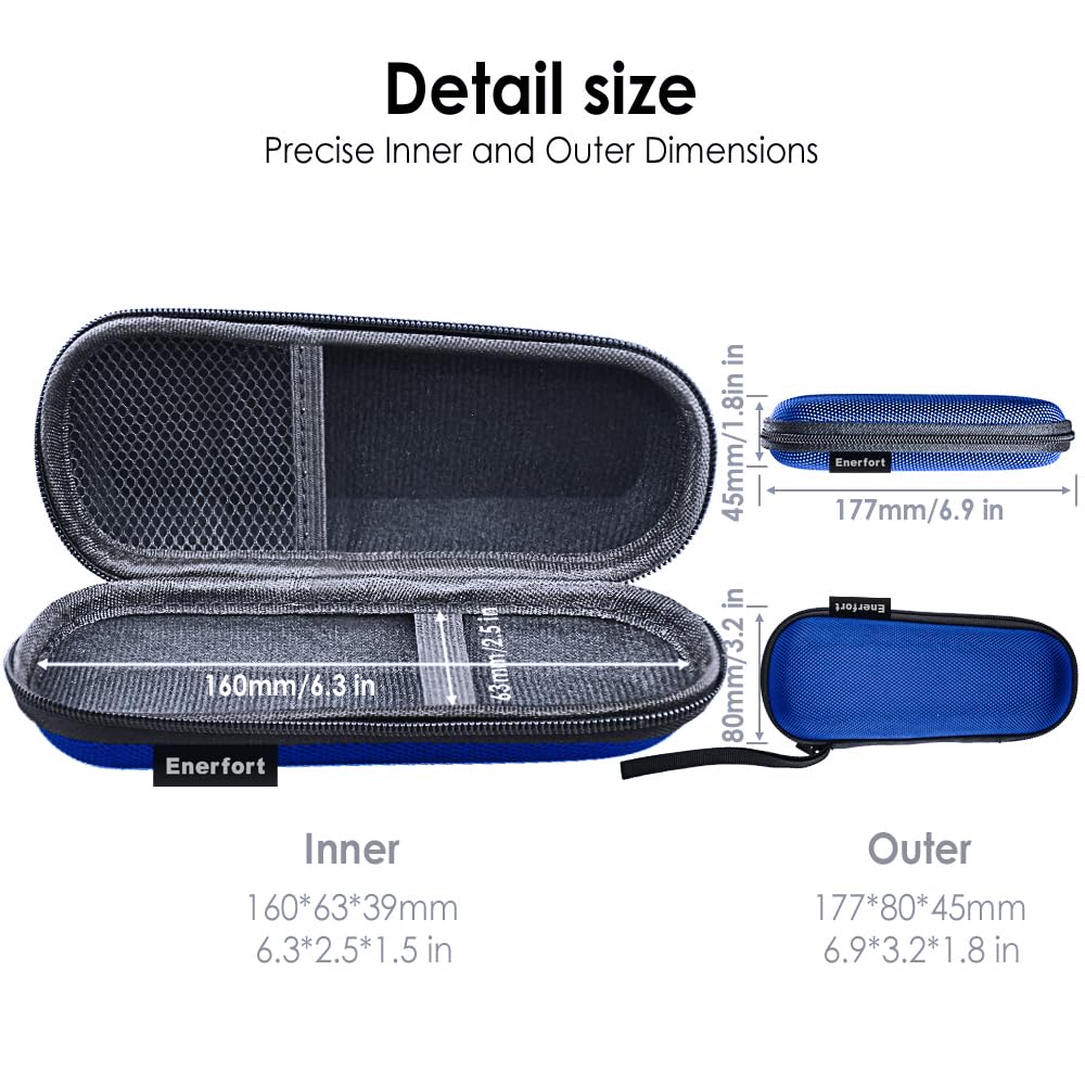Enerfort Hard EVA Razor Travel Case Compatible with Gillette Men's Razor - Mesh Pocket for 2 Razor Blades + Lightweight Carrying Handle + Durable Zipper (Only Case) (Blue)