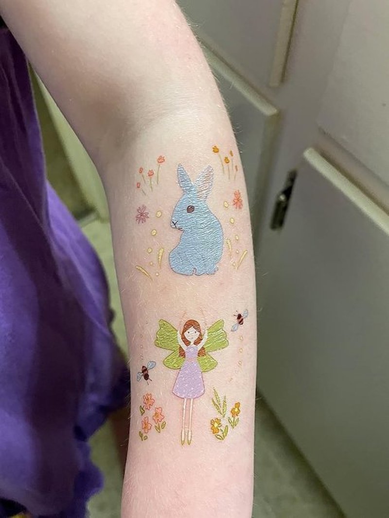 Cheerland 108pcs Fairy Tattoos Temporary for Fairy Party Decorations Woodland Party Favors Enchanted Forest Garden First Birthday Decorations Tatoo Sticker Party Supplies