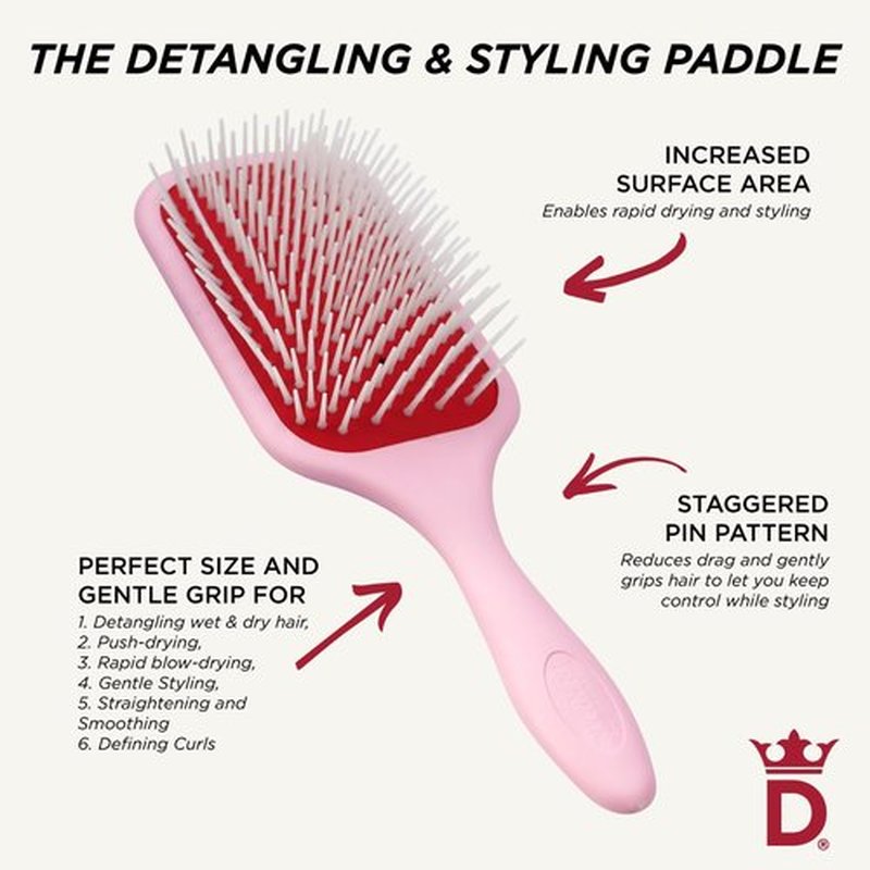 Denman Detangling Paddle Brush - Versatile Hair Detangler & Styler for All Hair Types | Ideal for Men & Women