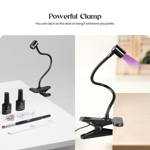 Beetles UV Nail Lamp for Gel Polish Mini LED Light with Clamp for Nail Art Design Fingernail Extension Quicky-Dry Curing Lamp for Techs Manicure Salon DIY at Home