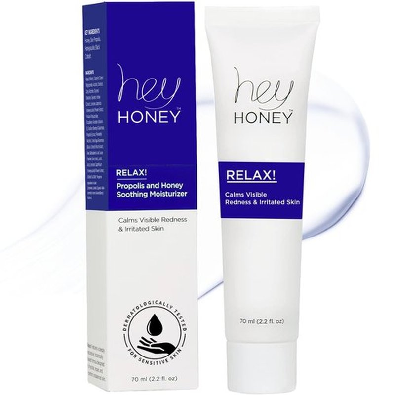 Hey Honey Skincare Instant Rosacea Relief Cream - Calming Moisturizer for Sensitive Skin | Oil-Free with Honey & Propolis | 2.2 Oz
