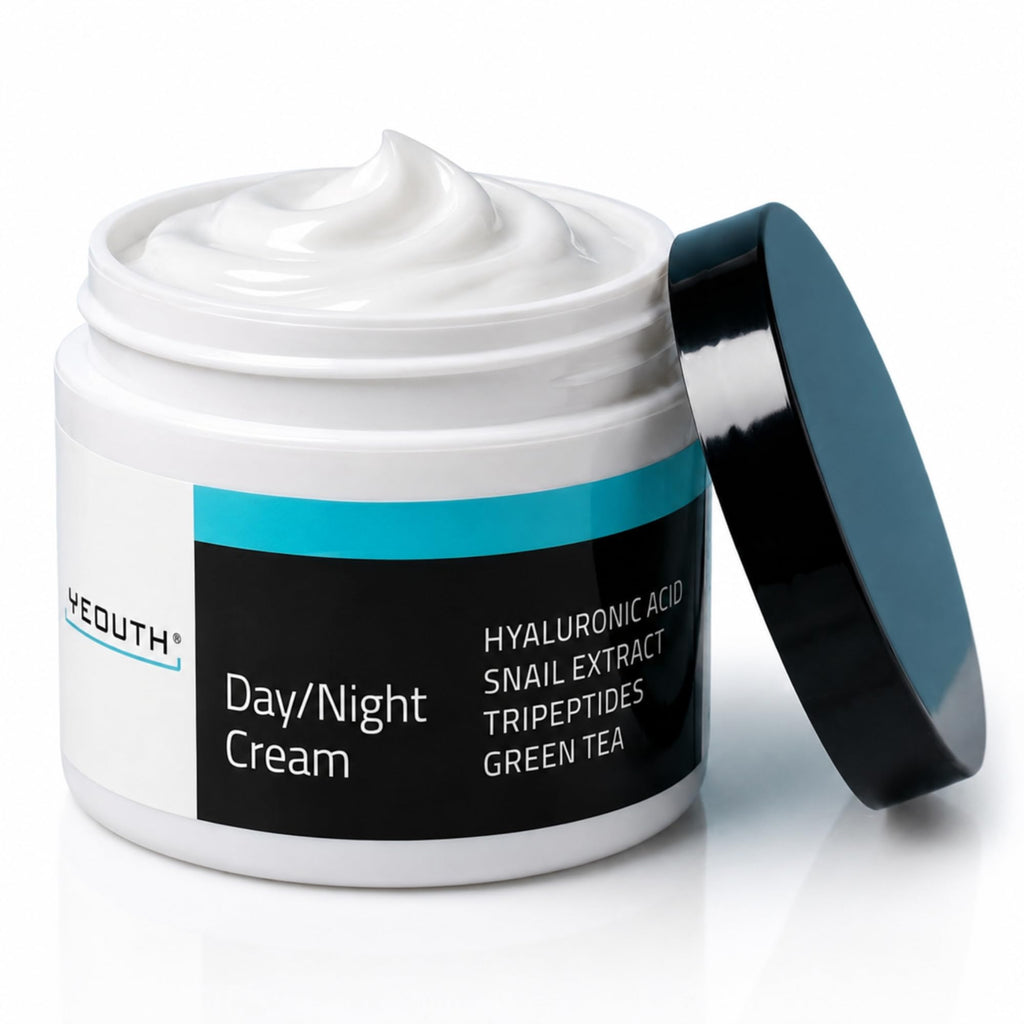 YEOUTH Day Night Face Cream with Hyaluronic Acid, Snail Mucin and Tripeptides, Fragrance Free Facial Cream, Hydrating Face Moisturizer for Dry Skin, 4 oz