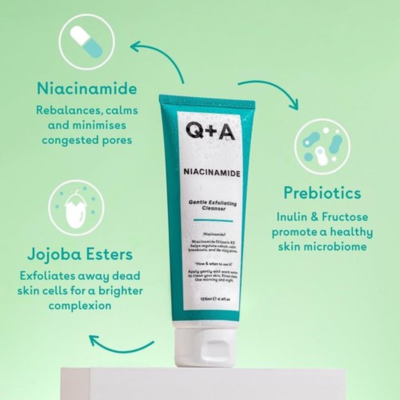 Q+A Niacinamide Gentle Exfoliating Cleanser - 125ml | Brighten & Smooth Skin