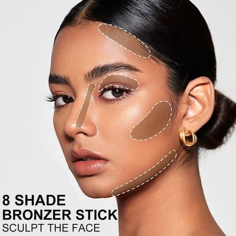 Skiennix Cream Bronzer Stick - Multi-Use Contour Wand for Easy Face Shaping | Longwear, Waterproof, Matte Finish (#22, 1PC)