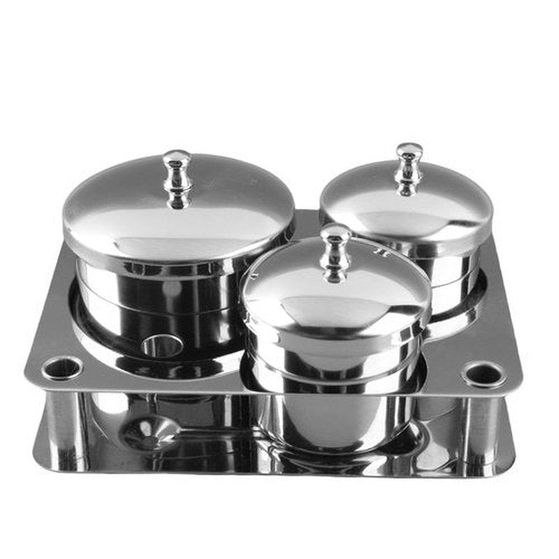 GOTOTOP 3Pcs Acrylic Nail Powder Container Stainless Steel Nail Art Mini Powder & Liquid Set Cans Storage Box Compact Manicure Tools 13.50 x 11.00 x 6.50cm