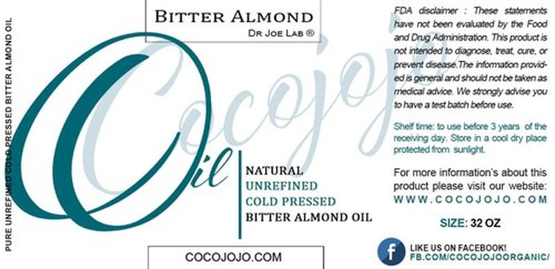 Dr Joe Lab Bitter Almond Oil - 32 oz - Pure Unrefined Cold Pressed Extra Virgin Non GMO All Natural, Vegan Bulk Carrier Oil Perfect for Body Hair Face Skin Nails Facial Hair DIY Cosmetics