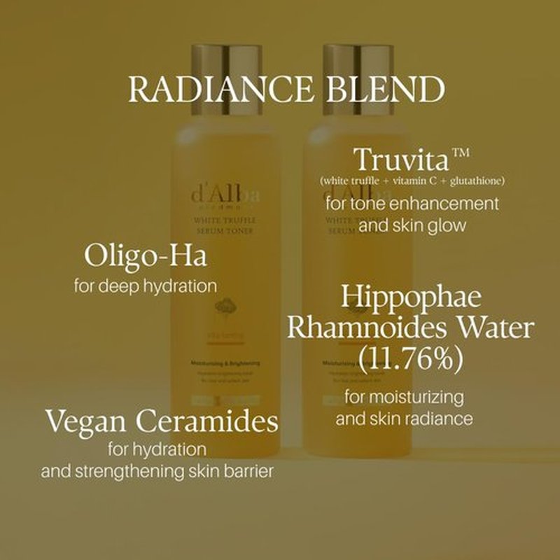 d'alba Piedmont White Truffle Vita Toning Serum Toner, Glass Skin with Double Vitamin Skincare, Face Moisturizer, (6.09 fl. oz)