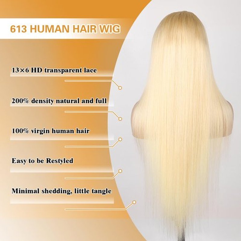 Goalroya 613 Lace Front Wig Human Hair 200 Density 13x6 Blonde Wig Human Hair Straight Pre plucked for Women 613 HD Lace Frontal Wig 26 Inch