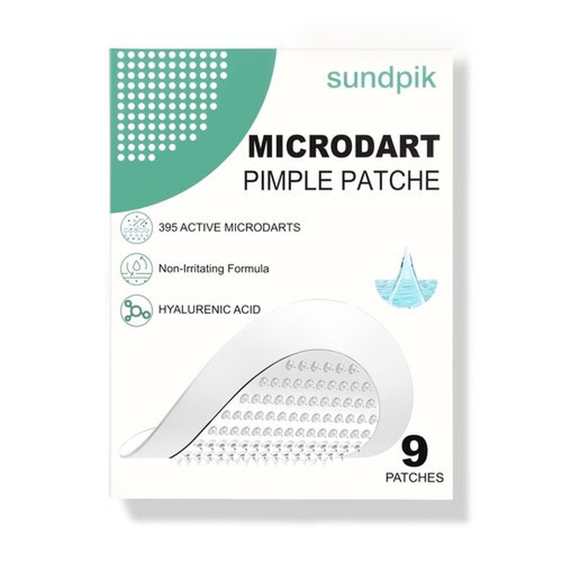 sundpik Microdart Pimple Patches for Face 9 Count,Hydrocolloid Acne Patches,for Early Stage Zits,Spot Patch with 395 Microdart