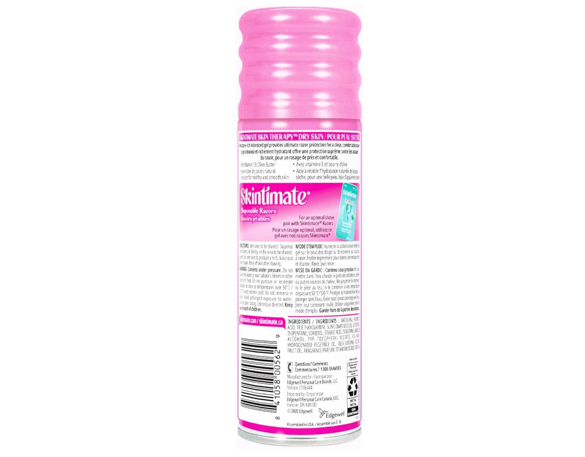 Skintimate Skin Therapy Moisturizing Shave Gel for Women with Lanolin and Olive Butter, Multi, One Size, 7 Oz