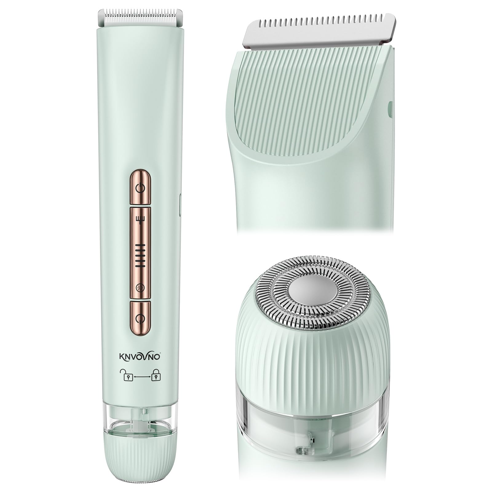 knvovno Electric Bikini Trimmer for Women - Body Hair Razor, Sage Green
