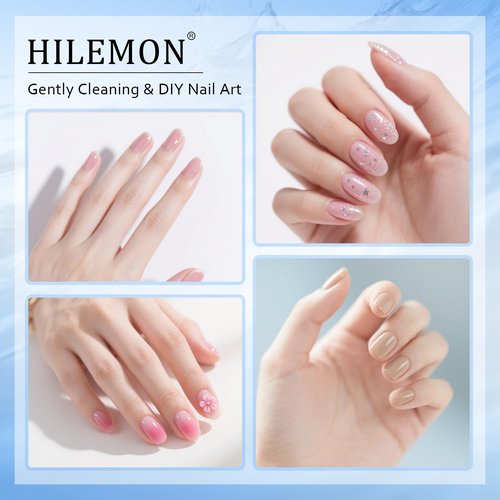 HiLemon Push-On Nail Gentle Cleaner, Gentle Nails Surface Cleanser, Clean Base Gel & Floating Gel & Grease After Sealing & Dust & Dirt from Nails, Art DIY, Pump Bottle Design, 160ml (Gentle Cleaner)