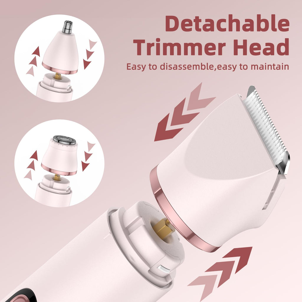Bikini Trimmer for Women 3 in 1 Electric Shaver Razors Nose Hair Trimmer Waterproof Pubic Hair for Underarm Leg Arm Body (Pink)