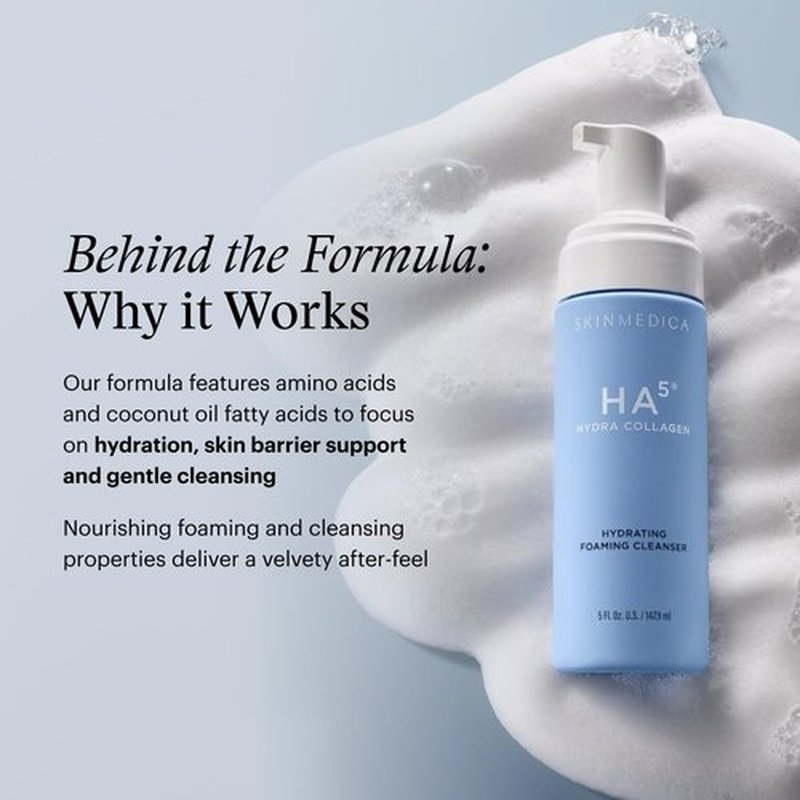 SkinMedica HA5 Hydra Collagen Foaming Cleanser - Hydrating Vegan Collagen Wash, 5 Fl Oz | Gentle Daily Cleanser