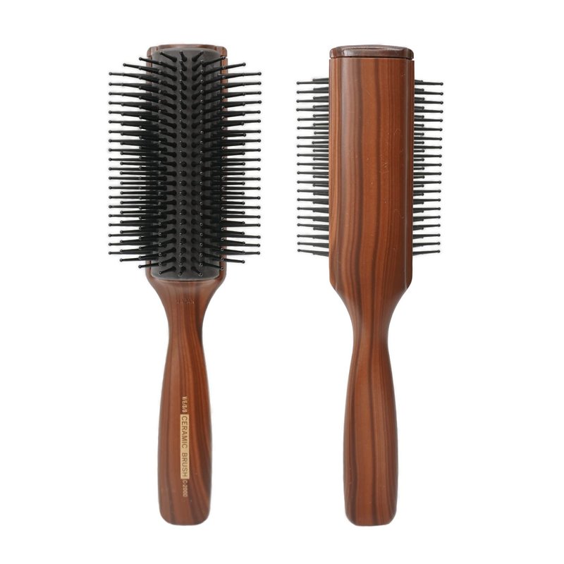 Vess C-2000 Professional Hair Brush - Tourmaline Ceramic, Anti-Static, 9 Row Curved Design