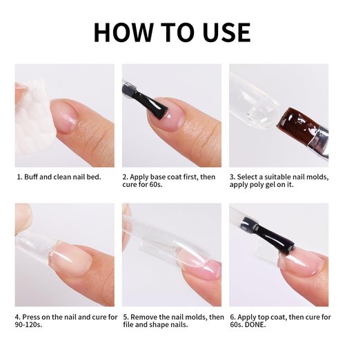 Firedeep Builder Nail Gel Kit, 35g Milky White 3 in 1 Builder Gel for Nails, Hard Gel Builder Nail Extension Gel With Clear Nail Tips Model and Brush