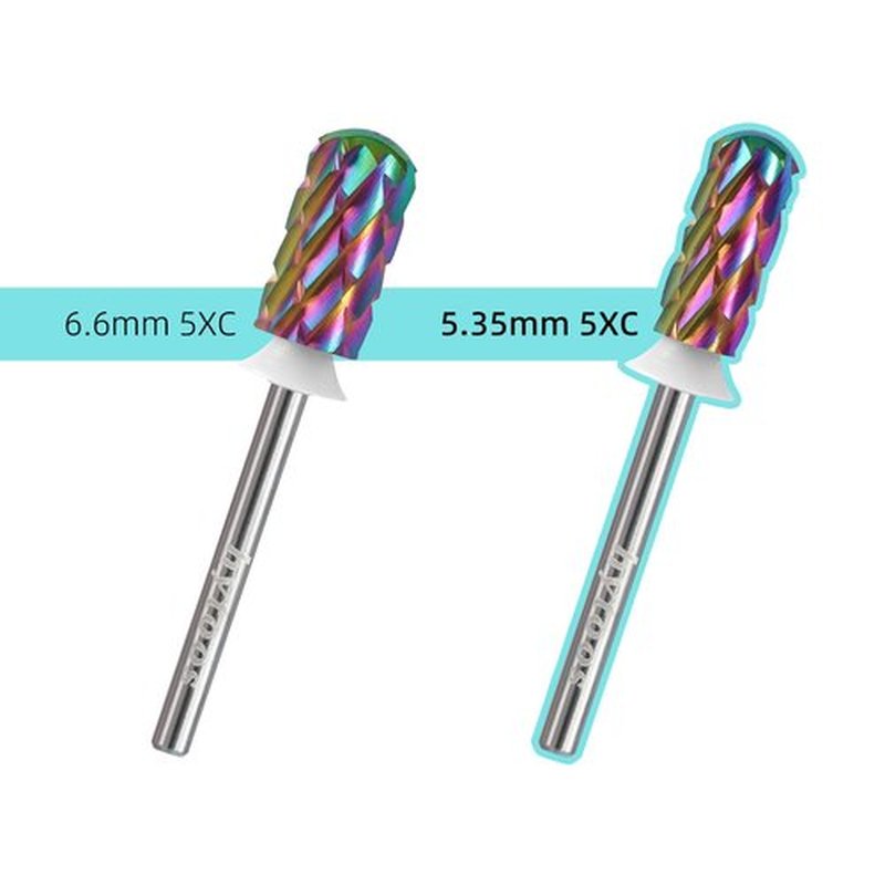 HYTOOS 5XC Nail Drill Bits, TaC Coating 5.35mm Small Tungsten Carbide Safety Barrel Bits for Thick Gel & Acrylic Removal, Pro Manicure Tools Electric File Drill Accessories