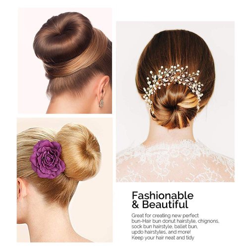 Skiennix Hair Donut Shaper - 2PCS Extra Ring Style Chignon Bun Maker for Kids | 2.5 Inch, Brown