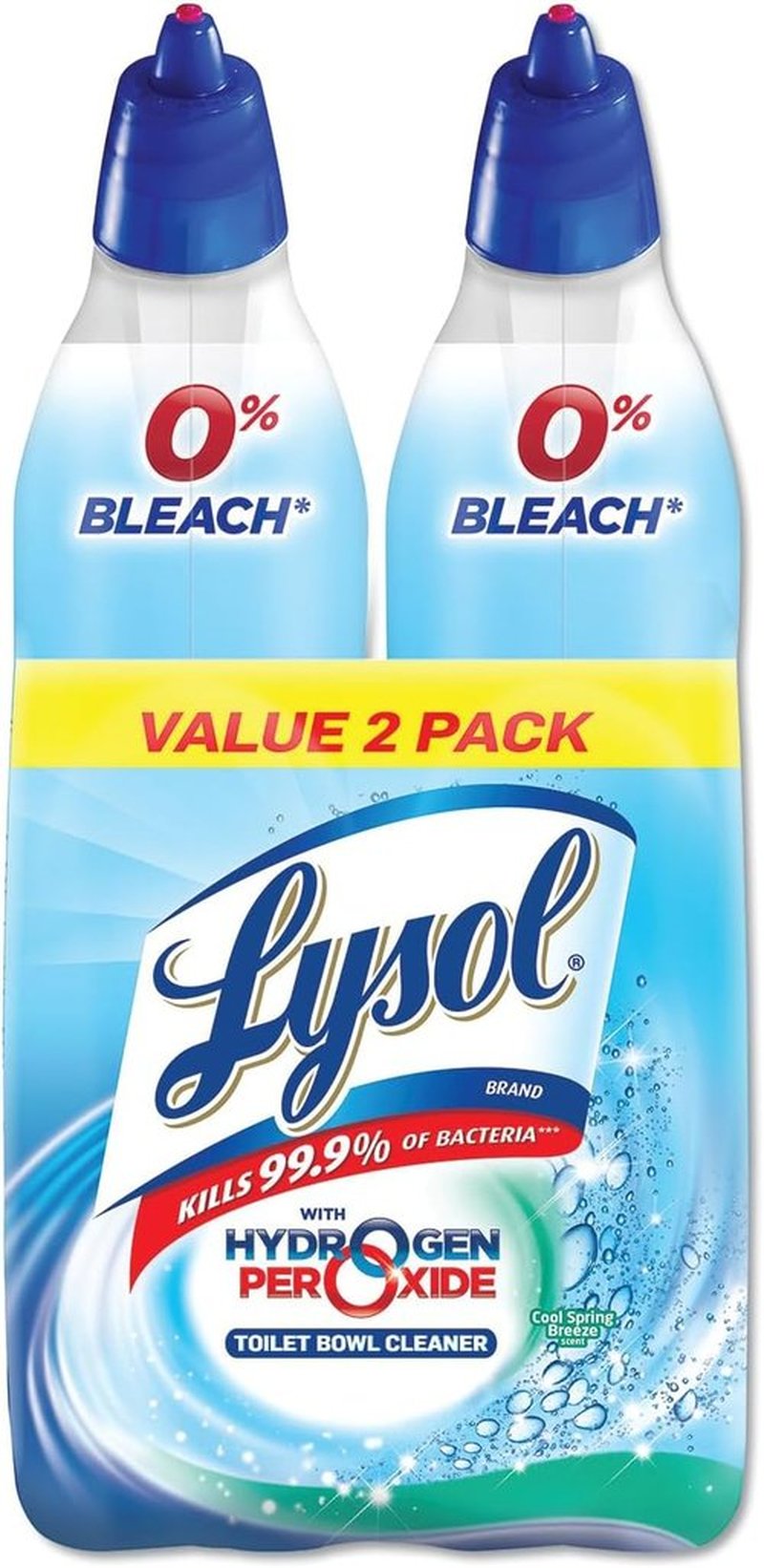 Lysol Power & Free Toilet Bowl Cleaner - Cool Spring Breeze Scent | 24 oz Bottle, 2-Pack
