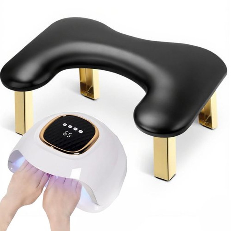 Ankysasky Nail Arm Rest, PU Leather Nail Tech Arm Rest,Foldable Arm Rest for Nails Tech U-Shaped Hand Rest Manicure Hand Rests for Foot Hand Rest (Black)