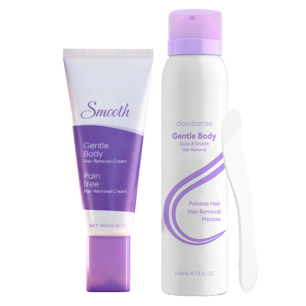 2-in-1 Hair Removal Cream & Mousse Combo Set Fast-Acting Depilatory for Women & Men, 100g Tube + 140ml Foam with Scraper
