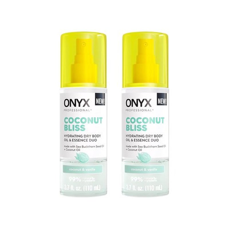 Onyx Professional Hydrating Dry Body Oil - Coconut Bliss, 3.7 Fl Oz | 2-Pack for Silky Smooth Skin