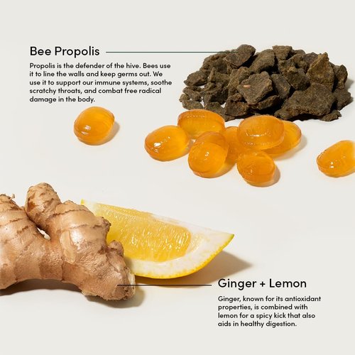 Beekeeper's Naturals Cough Drops - Soothing Honey Ginger Lemon Lozenges for Immune Support | 24 Ct