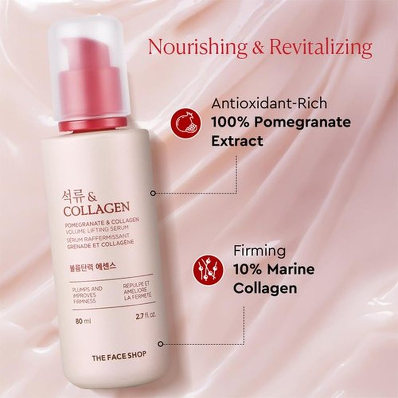 The Face Shop Pomegranate & Collagen Serum - Firm & Hydrate Skin - Reduces Fine Lines - Korean Skincare