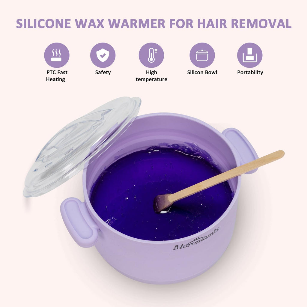 Waxing Kit -Silicone Wax Warmer for Hair Removal with 4 Packs of Hard Wax Beads, Portable Electric Silicone Wax Machine for Full Body Face Eyebrows Bikini Brazilian at Home Waxing Kit for Men Women