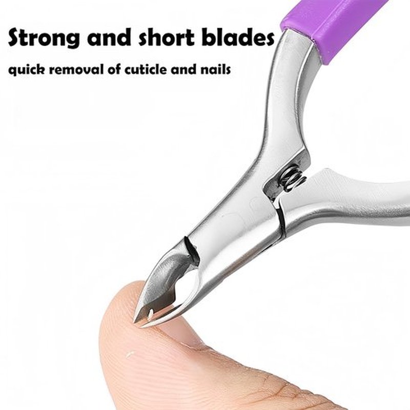 Cmetta Precision Cuticle Nippers Trimmer with Silicone Handles, Spring-Loaded Stainless steel Nail Clippers for Manicure Pedicure, Refined Edge Cuticle Remover Cutter Pusher Kit Tools (Pink -1 PACK)