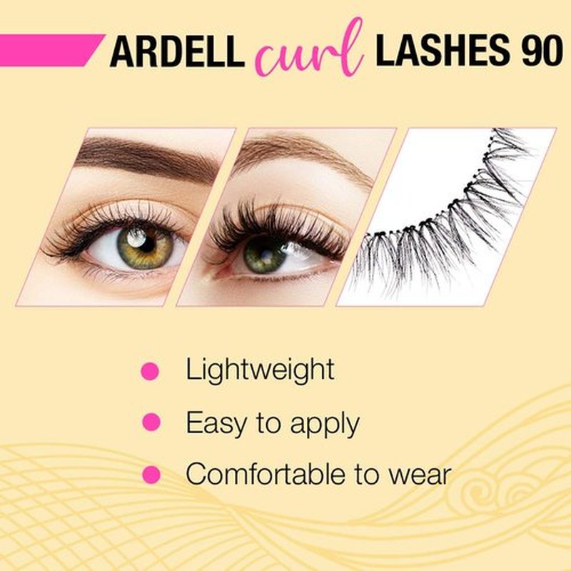 Andrea Curl Natural False Lashes Style 90 – Black, Lightweight, Natural Strip Lashes for Voluminous Curl, 4 Pack