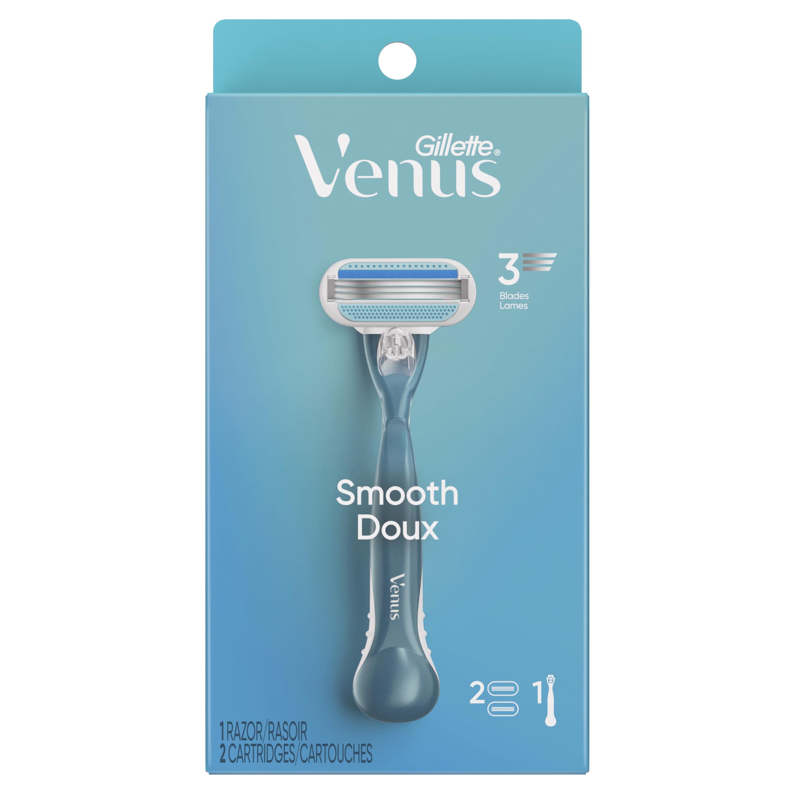 Gillette Venus Women's Razor, 1 Handle + 2 Refills, Pack of 2 | Smooth