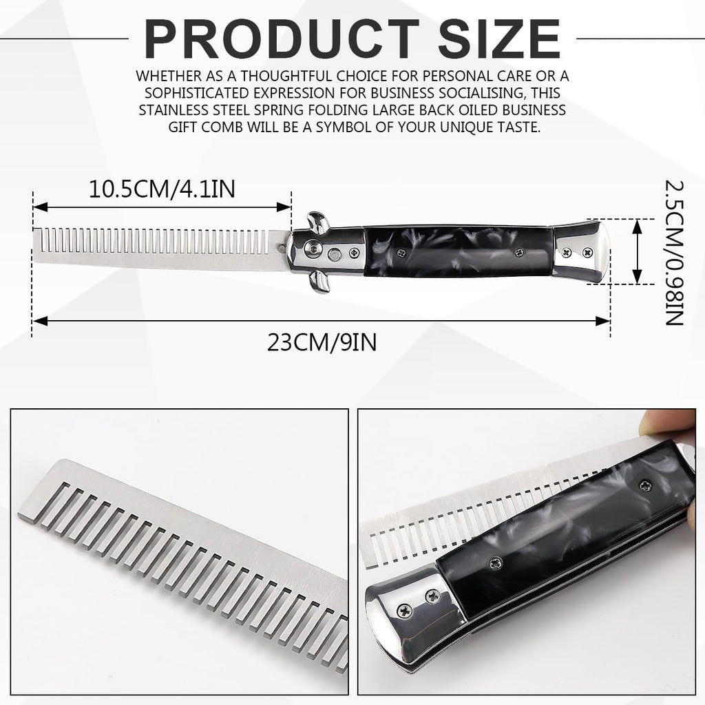 DOERDO Butterfly Comb, Stainless Steel Foldable Pocket Comb Oil Hair Comb Foldable Hairstyling Tool for Beard, Mustache