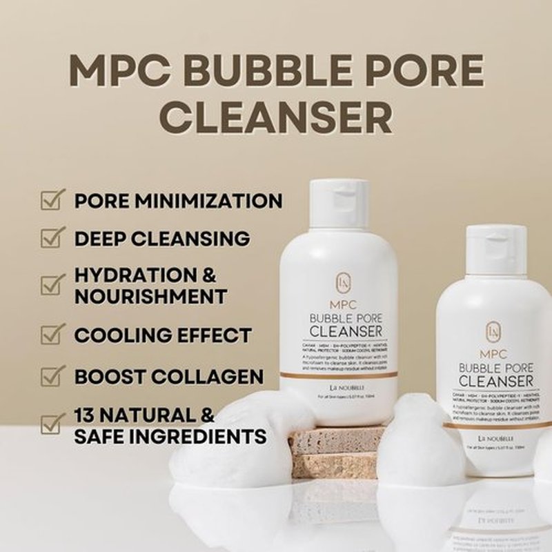 MPC Bubble Pore Cleanser - Gentle Deep Pore Facial Cleanser with Caviar | Hydrating Exfoliator for Oily & Dry Skin - 5.07 fl oz