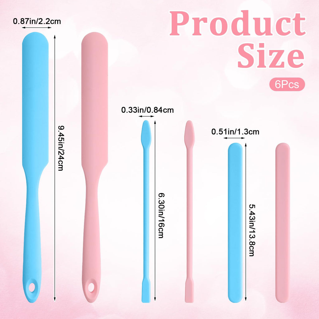 WLLHYF 6Pcs Non-Stick Wax Spatulas Set Silicone Spatula Wax Hair Applicator Removal Sticks Reusable Hard Wax-Scraper Eyebrow-Wax Sticks for Home Salon Body Use